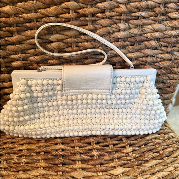 Santi White Beaded Clutch